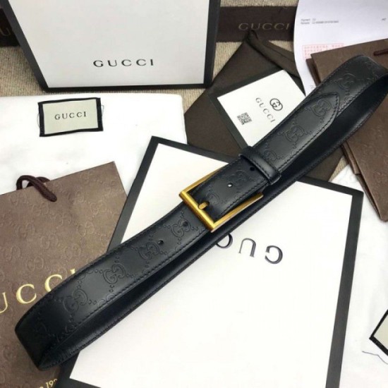 Replica Cintura in pelle Signature nera 429028