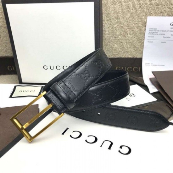 Replica Cintura in pelle Signature nera 429028