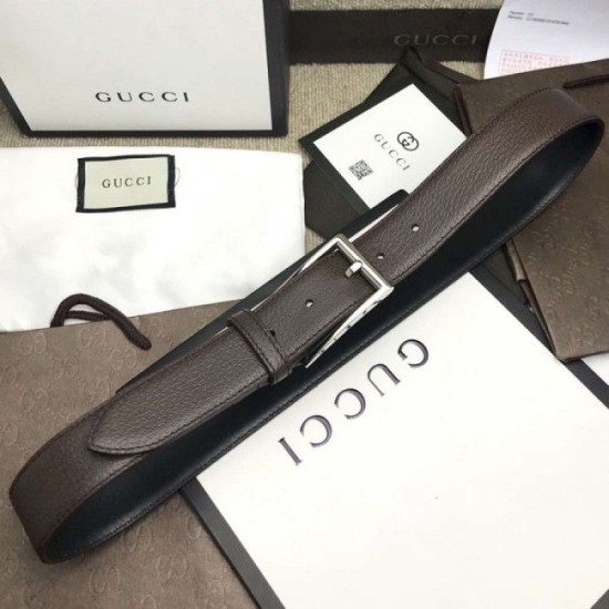 Replica Cintura in pelle con fibbia rettangolare marrone 429028