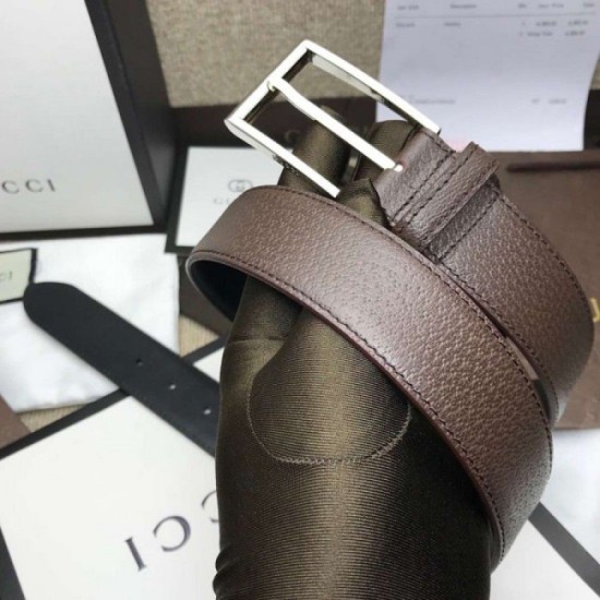 Replica Cintura in pelle con fibbia rettangolare marrone 429028