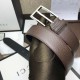 Replica Cintura in pelle con fibbia rettangolare marrone 429028