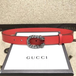Replica Cintura in pelle con fibbia Dioniso in cristallo rossa 432142