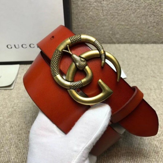 Replica Cintura in pelle con fibbia Double G con cinturino in serpente 458949
