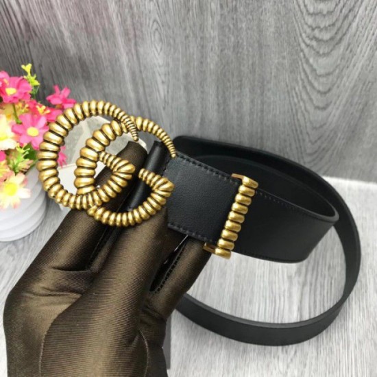 Replica Cintura in pelle con fibbia Torchon Double G nera 524105