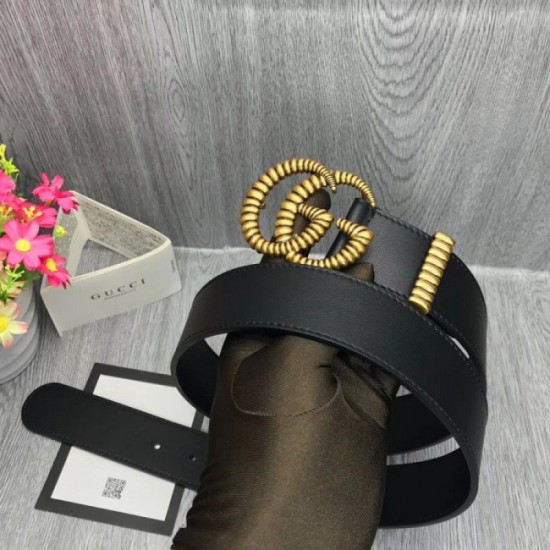 Replica Cintura in pelle con fibbia Torchon Double G nera 524105