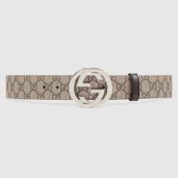 Replica Cintura GG Supreme con fibbia G beige marrone 411924