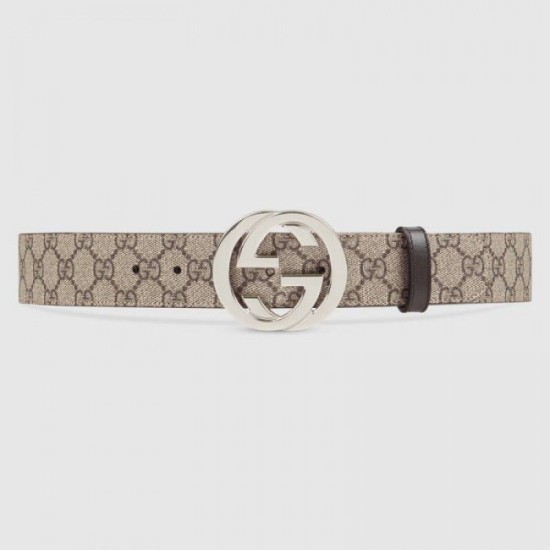 Replica Cintura GG Supreme con fibbia G beige marrone 411924