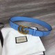 Replica Cintura in pelle con fibbia Double G blu 400593