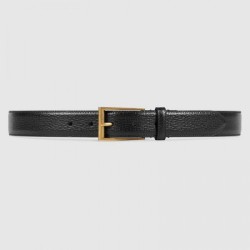 Replica Cintura in pelle con fibbia rettangolare nera 429028