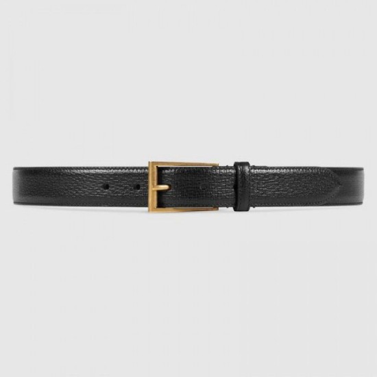 Replica Cintura in pelle con fibbia rettangolare nera 429028