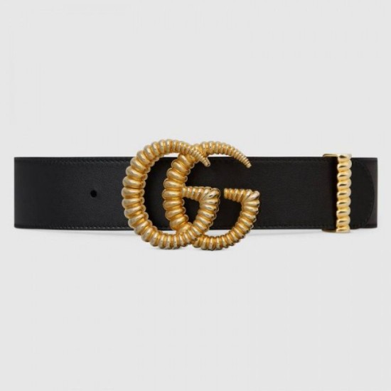 Replica Cintura in pelle con fibbia Torchon Double G nera 524105