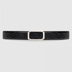 Replica Cintura in pelle Signature nera 403941