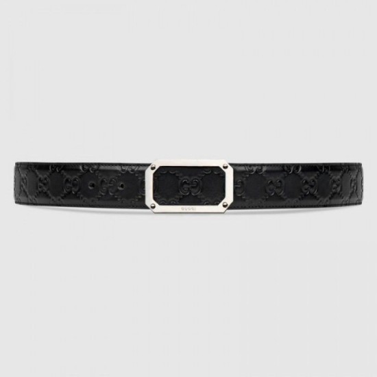 Replica Cintura in pelle Signature nera 403941