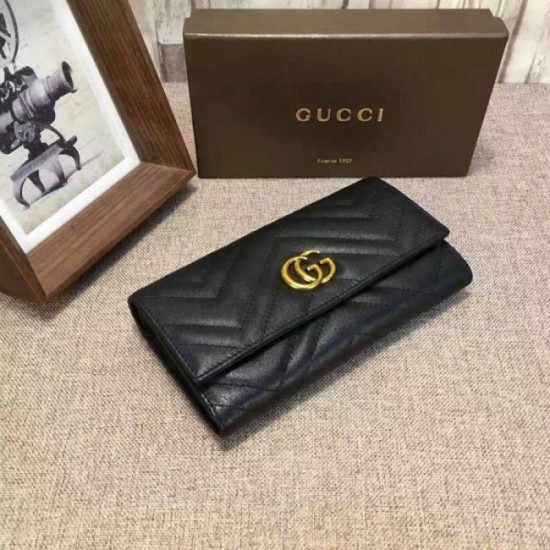 Replica Portafoglio GG Marmont continental Nero 443436