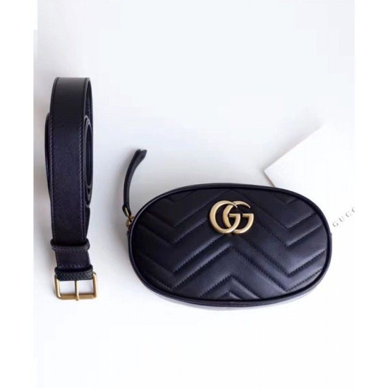 Replica GG Marmont Matelasse Cinturino in pelle 476434 Nero