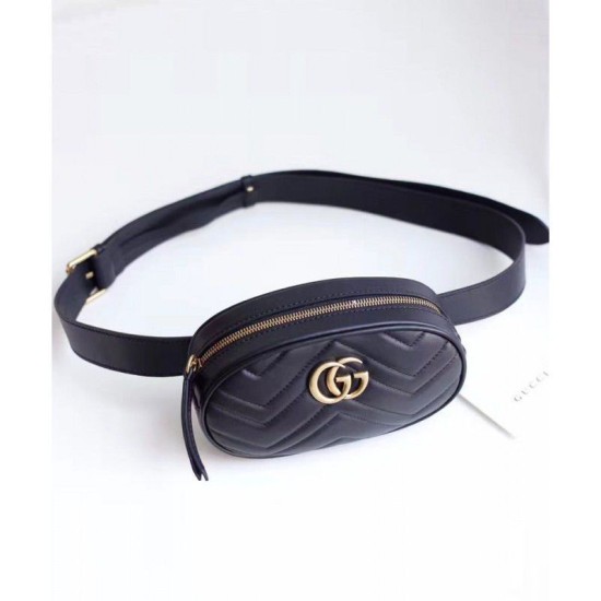 Replica GG Marmont Matelasse Cinturino in pelle 476434 Nero