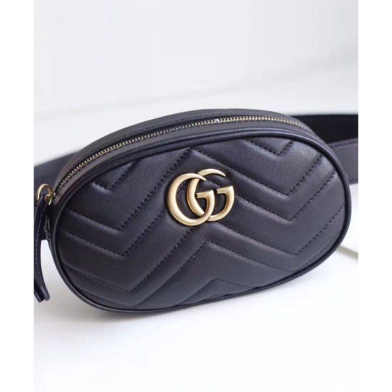 Replica GG Marmont Matelasse Cinturino in pelle 476434 Nero