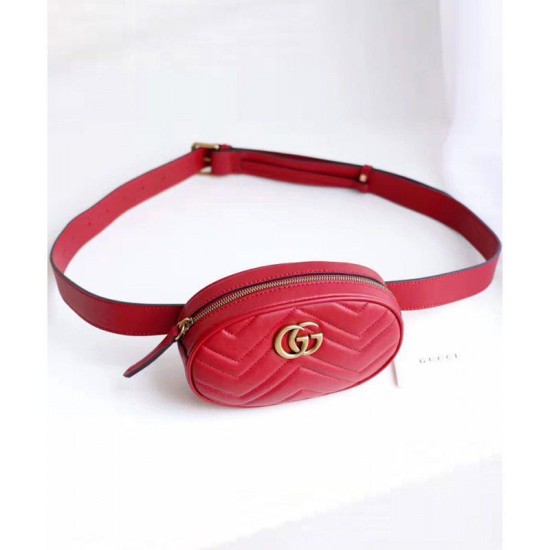 Replica GG Marmont Matelasse Cinturino in pelle 476434 Rosso