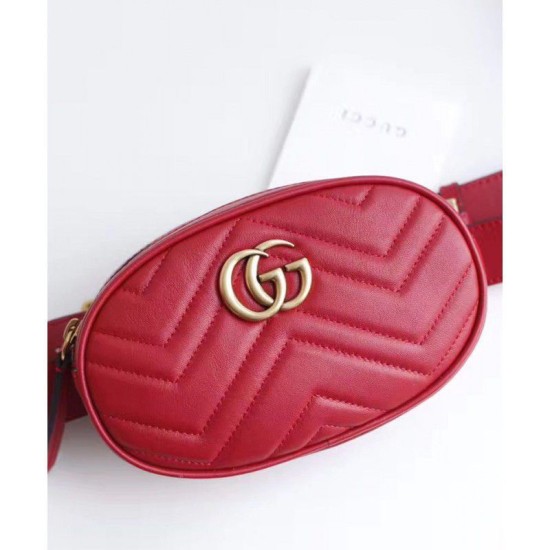 Replica GG Marmont Matelasse Cinturino in pelle 476434 Rosso