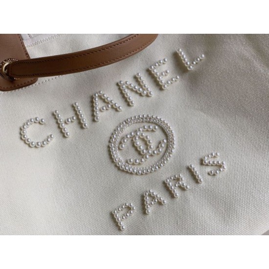 Replica Borsa shopping Deauville con logo Pearl A66941 Beige