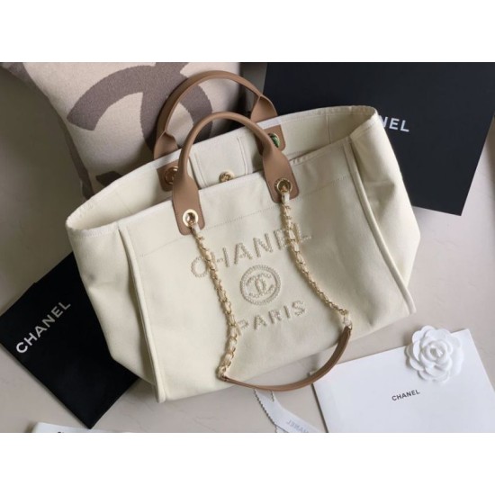 Replica Borsa shopping Deauville con logo Pearl A66941 Beige