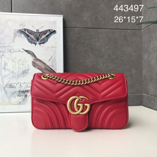 Replica Borsa mini GG Marmont Matelasse 443497 rossa