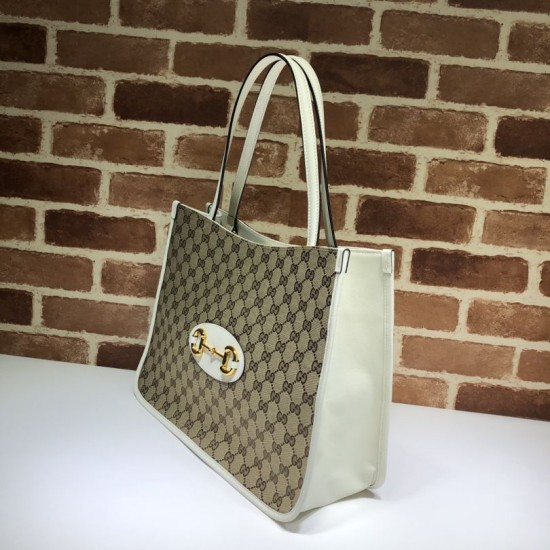 Replica Borsa tote media 1955 Horsebit 623694 bianca