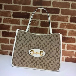 Replica Borsa tote media 1955 Horsebit 623694 bianca