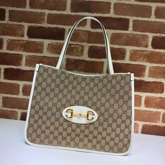 Replica Borsa tote media 1955 Horsebit 623694 bianca