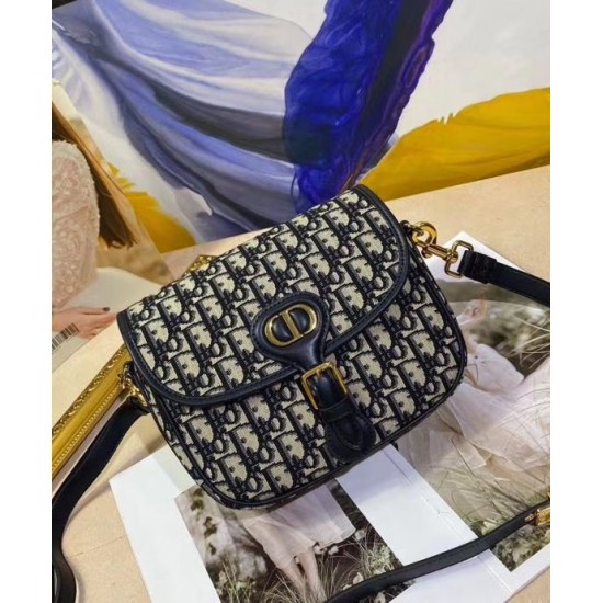 Replica Borsa Christian Dior Medium Dior Bobby Blu scuro