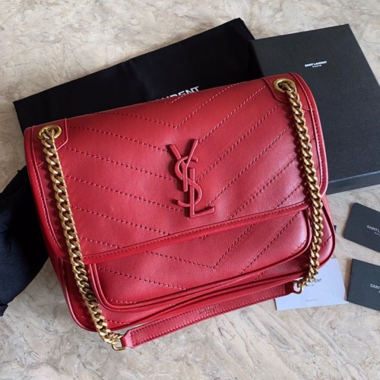 Replica Borsa liscia media YSL Saint Laurent Niki rossa Replica Borsa liscia media YSL Saint Laurent Niki rossa