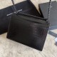 Replica Borsa media YSL Saint Laurent Sunset in hardware nero goffrato coccodrillo