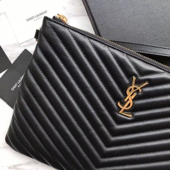Replica YSL Saint Laurent Custodia per tablet Monogram Matelasse nera