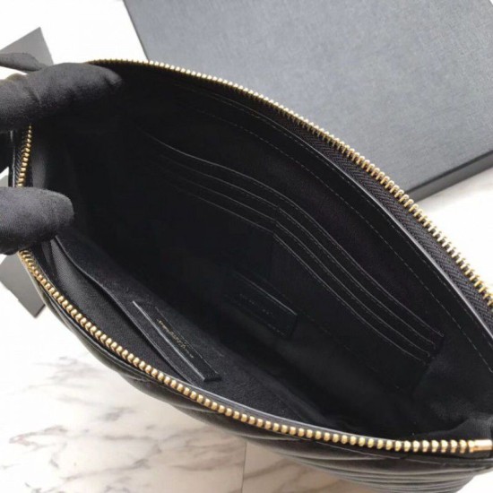 Replica YSL Saint Laurent Custodia per tablet Monogram Matelasse nera