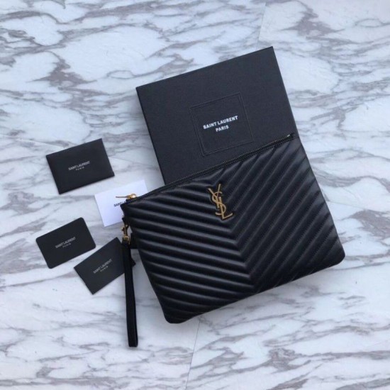 Replica YSL Saint Laurent Custodia per tablet Monogram Matelasse nera