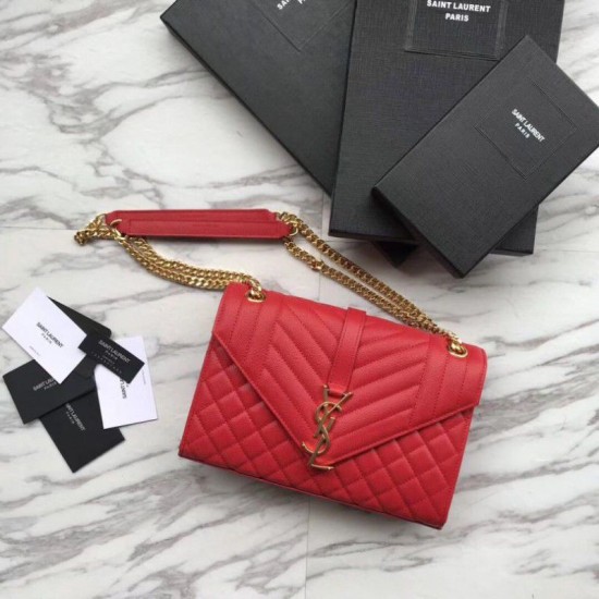 Replica Busta YSL Saint Laurent Piccola borsa Grain rosso goffrato