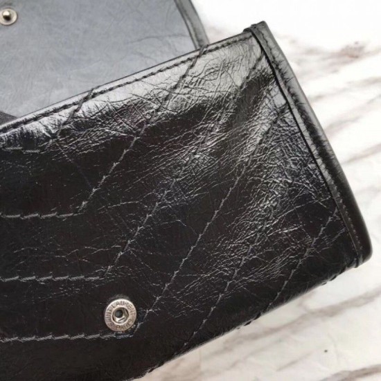 Replica Portafoglio YSL Saint Laurent Niki grande stropicciata nera Replica Portafoglio YSL Saint Laurent Niki grande stropicciata nera