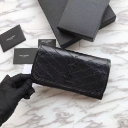 Replica Portafoglio YSL Saint Laurent Niki grande stropicciata nera