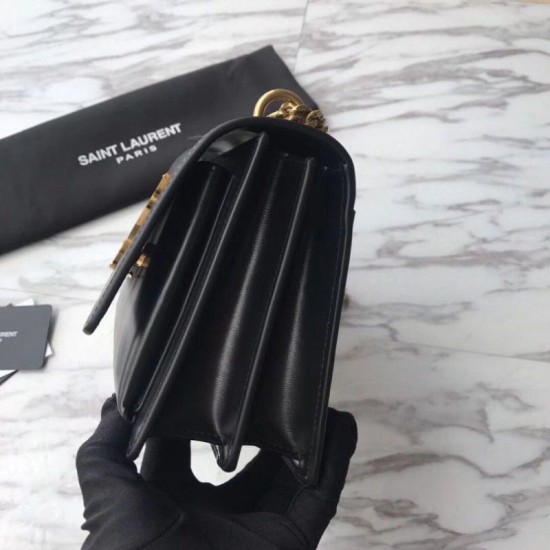 Replica Borsa YSL Saint Laurent Sunset Medium liscia oro nero