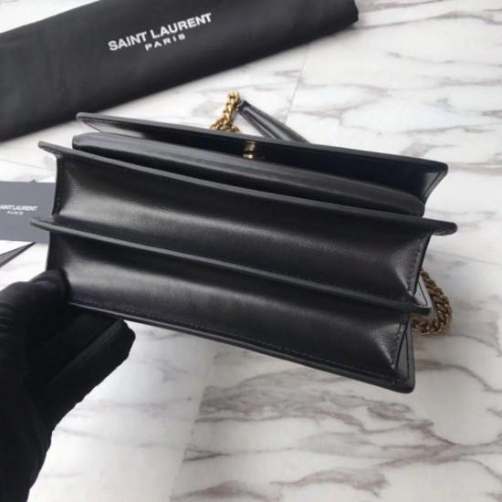 Replica Borsa YSL Saint Laurent Sunset Medium liscia oro nero
