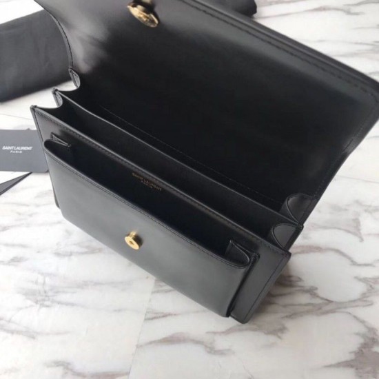 Replica Borsa YSL Saint Laurent Sunset Medium liscia oro nero