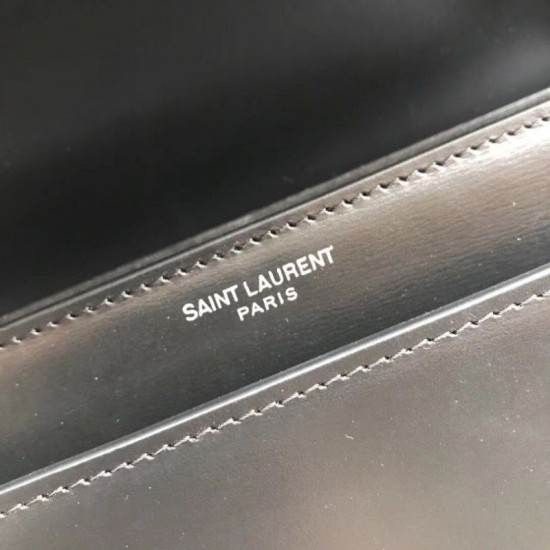 Replica Borsa YSL Saint Laurent Medium Sunset liscia nera argento