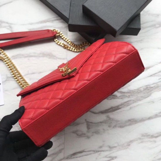 Replica Busta YSL Saint Laurent Piccola borsa Grain rosso goffrato
