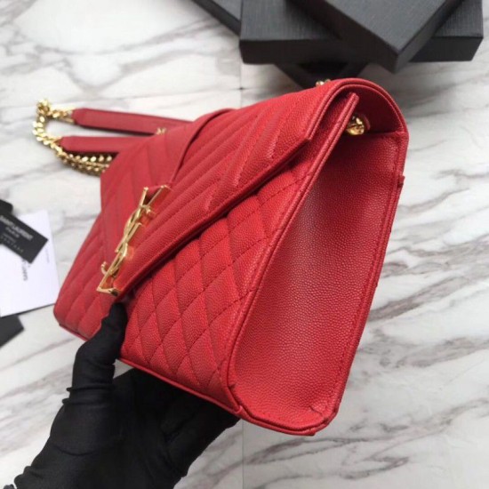 Replica Busta YSL Saint Laurent Piccola borsa Grain rosso goffrato