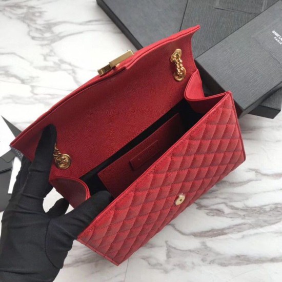 Replica Busta YSL Saint Laurent Piccola borsa Grain rosso goffrato