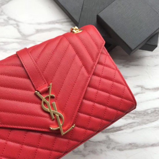 Replica Busta YSL Saint Laurent Piccola borsa Grain rosso goffrato