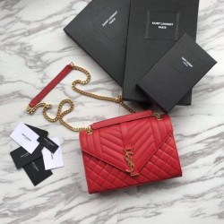 Replica Busta YSL Saint Laurent Piccola borsa Grain rosso goffrato