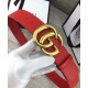 Replica Cintura in cuoio con doppia fibbia G Rosso