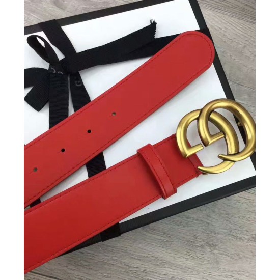 Replica Cintura in cuoio con doppia fibbia G Rosso