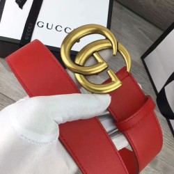 Replica Cintura in cuoio con doppia fibbia G Rosso